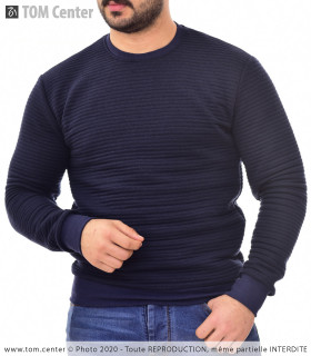 Sweat-Shirt - Finition Matelassé à Rayures