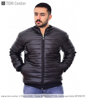 Bombers Cuir Noir - Finition Matelassé